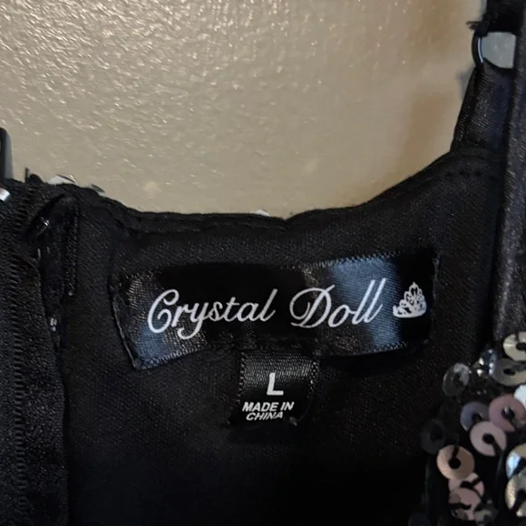 Crystal Doll Silver Sequin Mini Dress - Picture 2 of 3